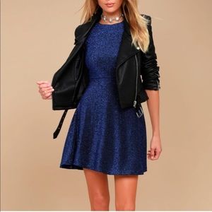 Royal Blue Shimmer Cocktail Skater Dress